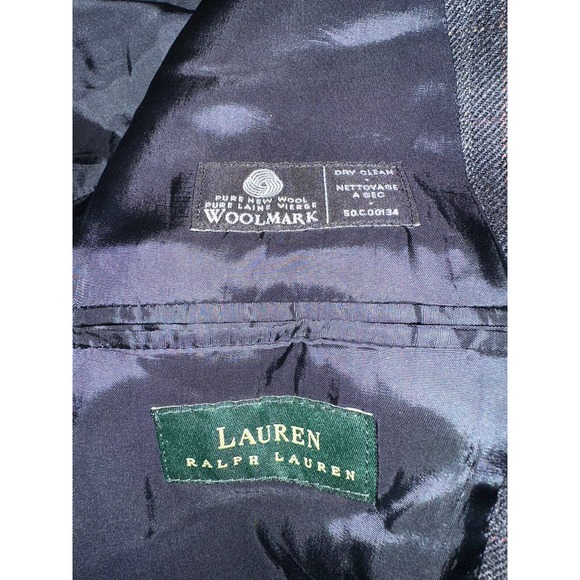 Lauren Ralph Lauren Black Navy Plaid Wool Blazer Jacket 48 L - Picture 7 of 8